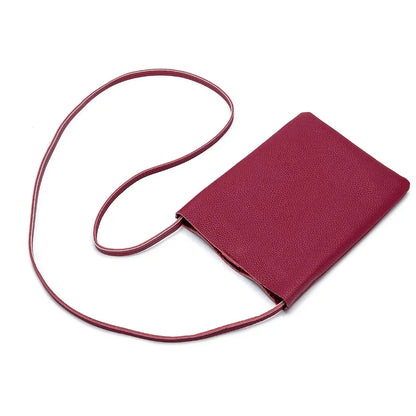 Women's Small Shoulder Lightweight and Fashionable Mini Soft Leather Phone Bag, Japanese Style Simple Commuter Crossbody Ba