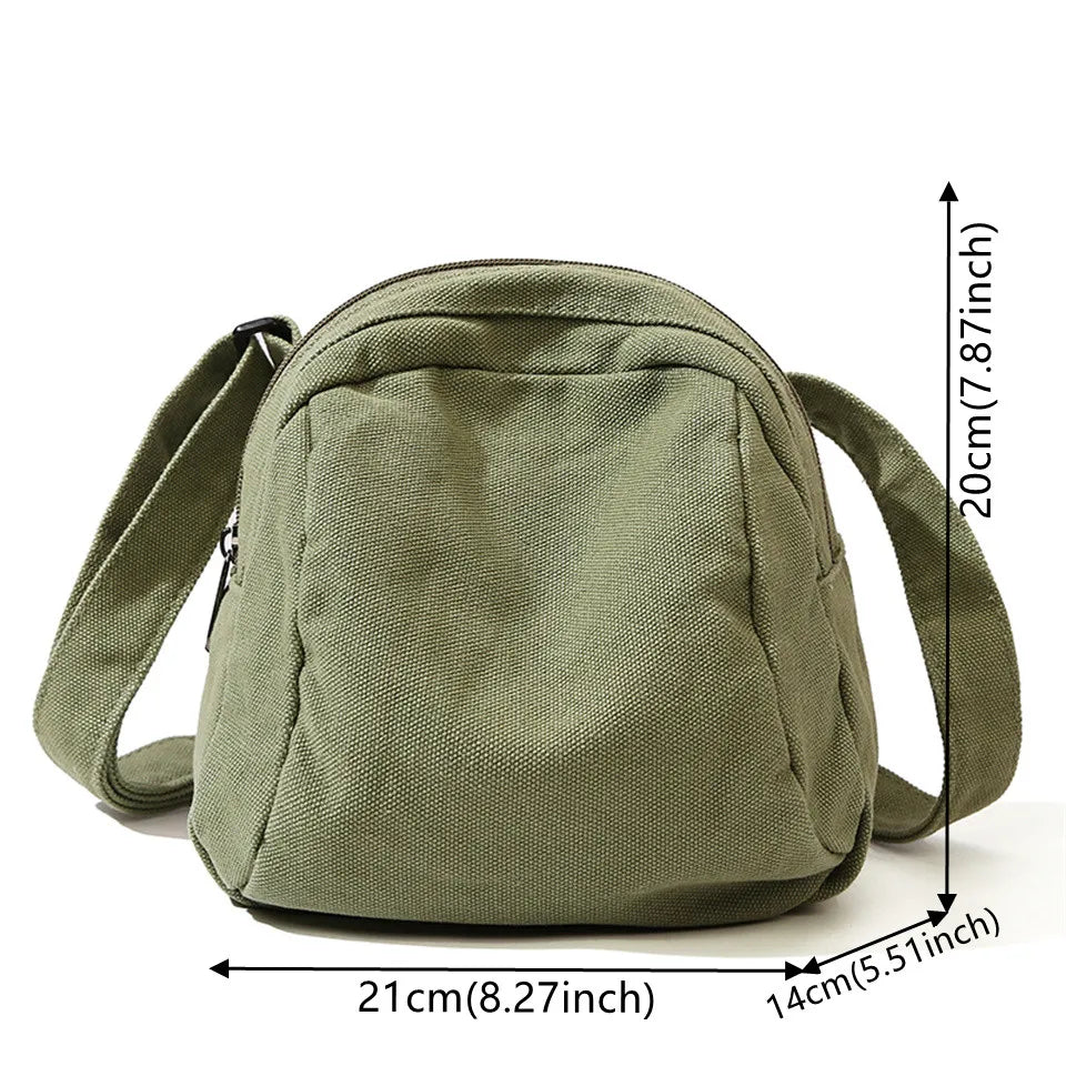 Women's Solid Color Versatile Canvas Shoulder Bags Large Capacity Advanced Sense Quality Ladies Fashion Commute Crossbody Bags