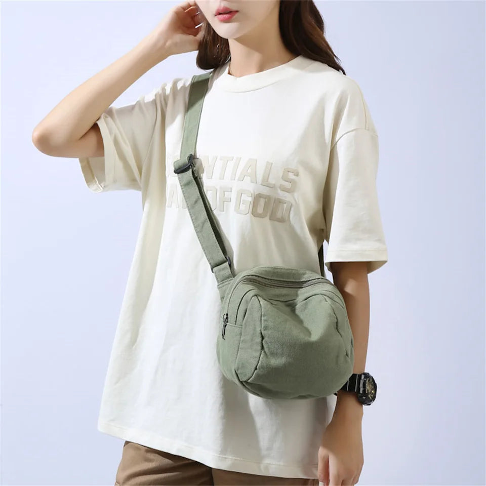 Women's Solid Color Versatile Canvas Shoulder Bags Large Capacity Advanced Sense Quality Ladies Fashion Commute Crossbody Bags