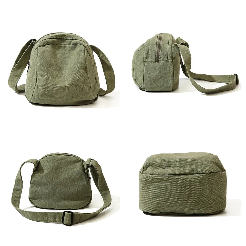 Women's Solid Color Versatile Canvas Shoulder Bags Large Capacity Advanced Sense Quality Ladies Fashion Commute Crossbody Bags
