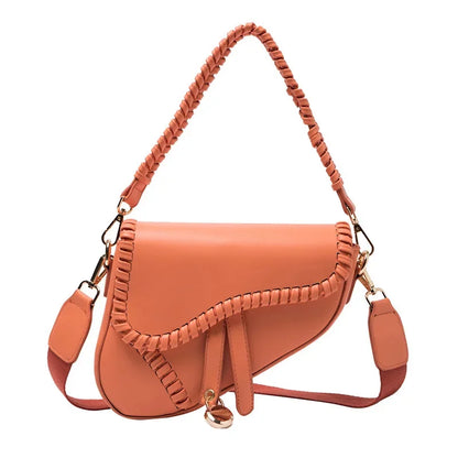 Women's Spring/summer New Fashion Shoulder Personalized Saddle Korean Version of Solid Color Literary Crossbody Bag