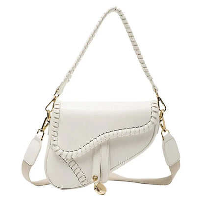 Women's Spring/summer New Fashion Shoulder Personalized Saddle Korean Version of Solid Color Literary Crossbody Bag