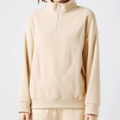 Women's Standing Neck Half Zip Hoodie New Spring and Autumn Pullover