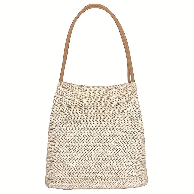 Women's Straw Beach Bag Bali Straw Handbag Lady Travel Woven Shoulder Bag Casual Summer Large Capacity Tote Bag For Holiday