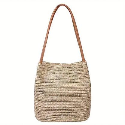 Women's Straw Beach Bag Bali Straw Handbag Lady Travel Woven Shoulder Bag Casual Summer Large Capacity Tote Bag For Holiday