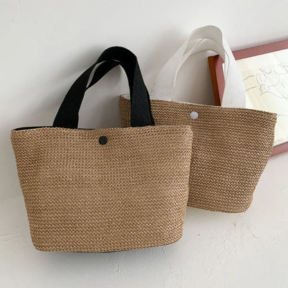 Women's Straw Handbags Large Summer Beach Tote Woven Square Handle Purse Shoulder Bag Vocation Handbag