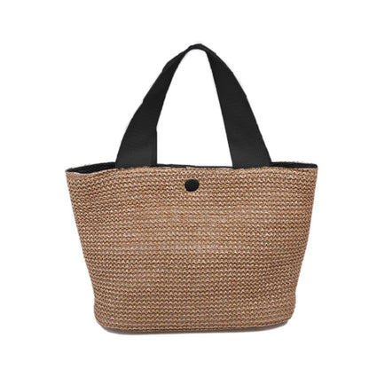 Women's Straw Handbags Large Summer Beach Tote Woven Square Handle Purse Shoulder Bag Vocation Handbag