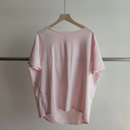 Women's T-shirt Simple Solid Color O-neck Tops Summer Ladies T-shirt Fashion Loose Ladies Clothing