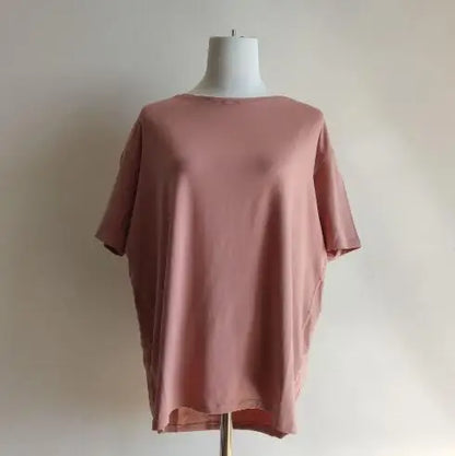 Women's T-shirt Simple Solid Color O-neck Tops Summer Ladies T-shirt Fashion Loose Ladies Clothing