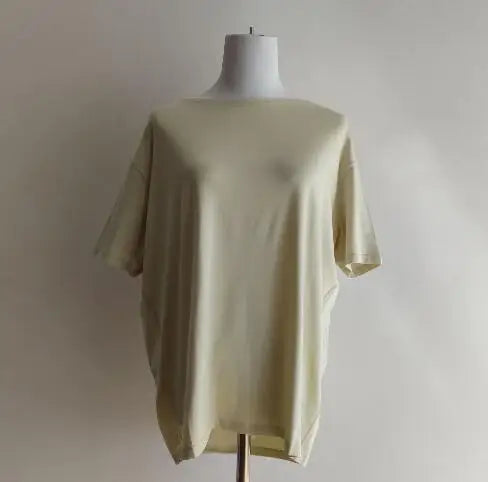 Women's T-shirt Simple Solid Color O-neck Tops Summer Ladies T-shirt Fashion Loose Ladies Clothing