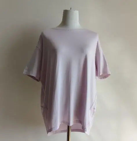 Women's T-shirt Simple Solid Color O-neck Tops Summer Ladies T-shirt Fashion Loose Ladies Clothing