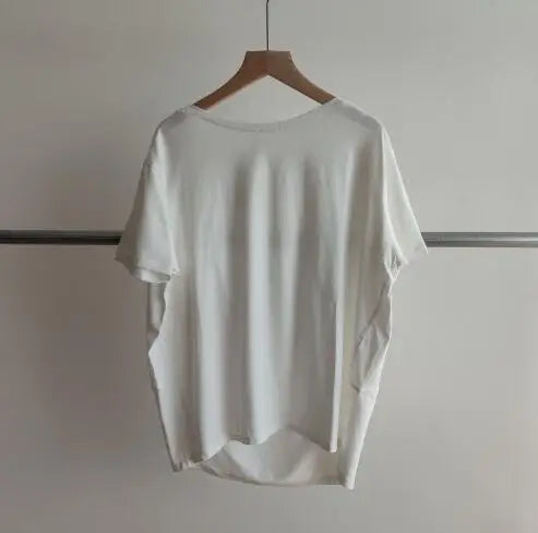 Women's T-shirt Simple Solid Color O-neck Tops Summer Ladies T-shirt Fashion Loose Ladies Clothing