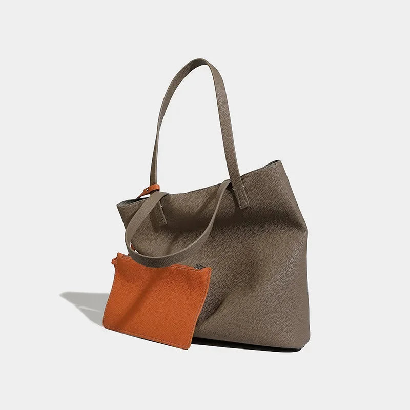 Women's Tote 2024 Simple High Quality Shoulder Fashionable and Versatile Large Capacity Shopping Bag Casual Handbag