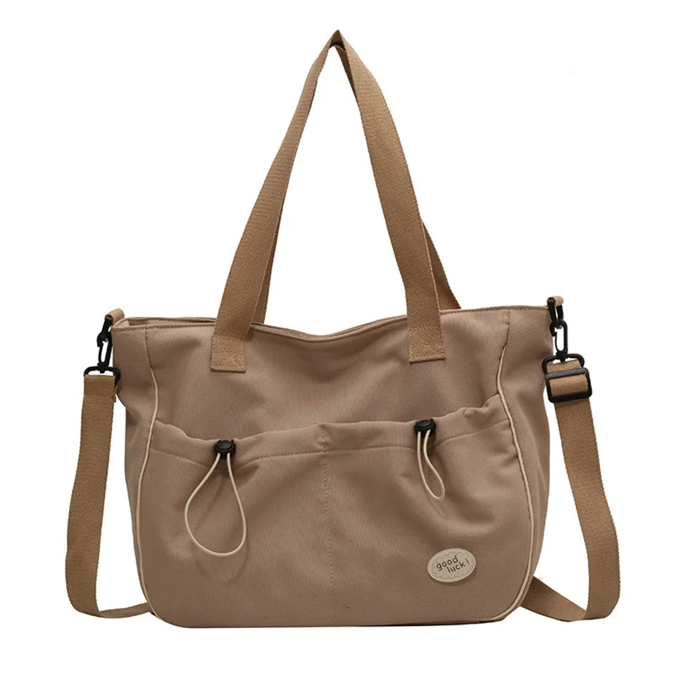 Women's Trend Shoulder Bags Long Strap Canvas Fashion Crossbody Bags Multi Pocket and Large Capacity High Quality Female Handbag