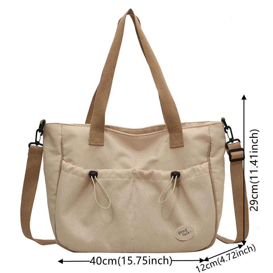 Women's Trend Shoulder Bags Long Strap Canvas Fashion Crossbody Bags Multi Pocket and Large Capacity High Quality Female Handbag