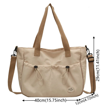 Women's Trend Shoulder Bags Long Strap Canvas Fashion Crossbody Bags Multi Pocket and Large Capacity High Quality Female Handbag