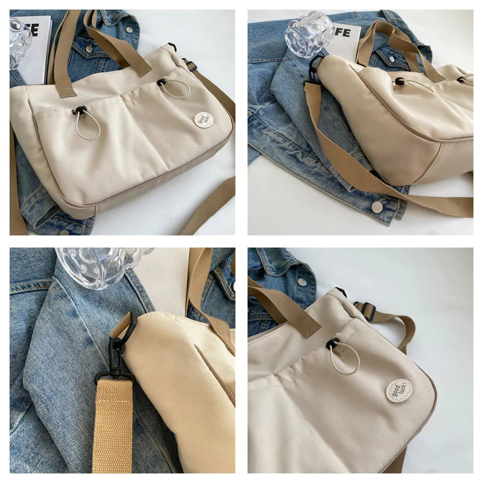 Women's Trend Shoulder Bags Long Strap Canvas Fashion Crossbody Bags Multi Pocket and Large Capacity High Quality Female Handbag