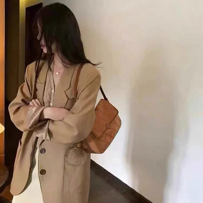 Women's Underarm 2024 Suede Feel Retro Small Square Fashion Brown Diamond Shoulder Maillard Crossbody Bag
