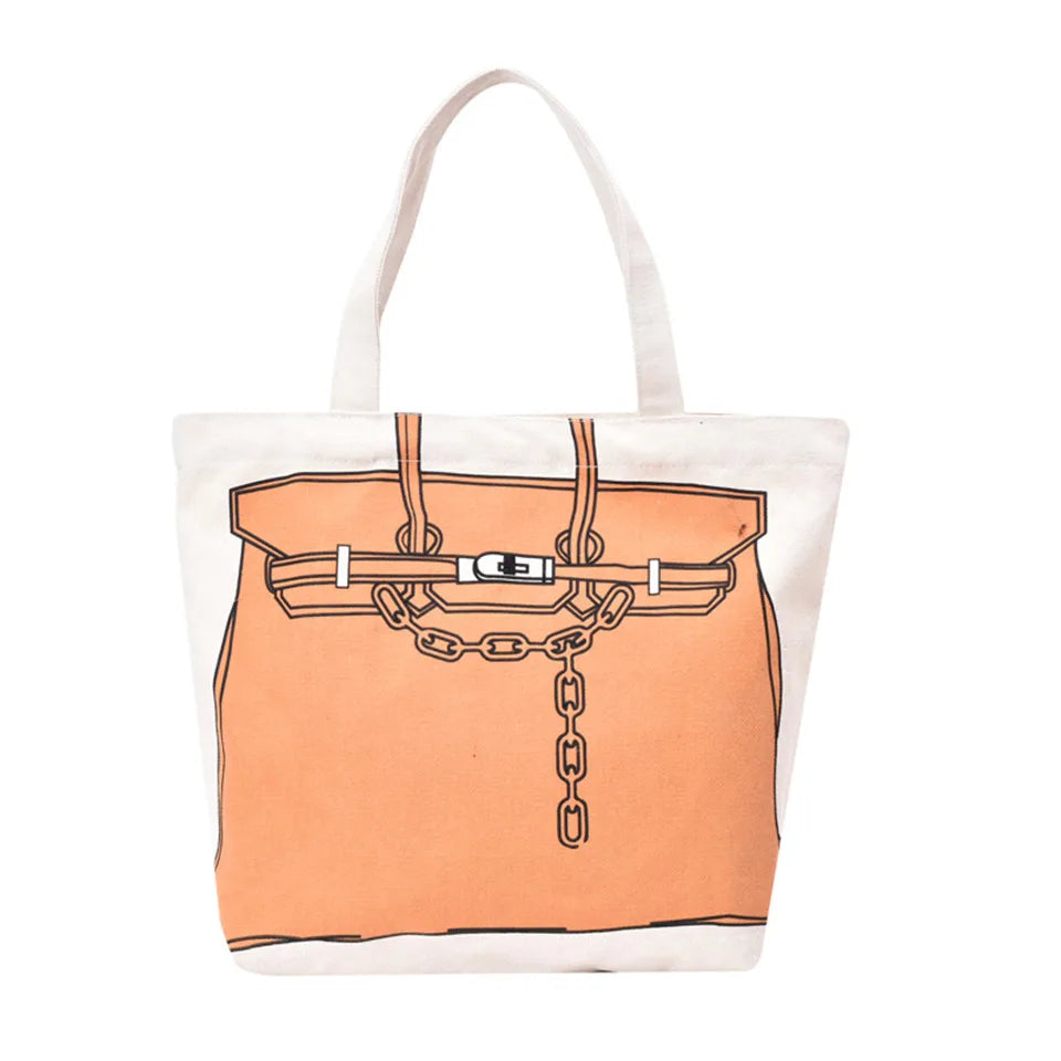 Women's Versatile Canvas Crossbody Bags Fashion Printing Large Capacity Handbag Ladies Retro Shoulder Bags Casual Shopping Bag