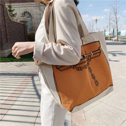 Women's Versatile Canvas Crossbody Bags Fashion Printing Large Capacity Handbag Ladies Retro Shoulder Bags Casual Shopping Bag