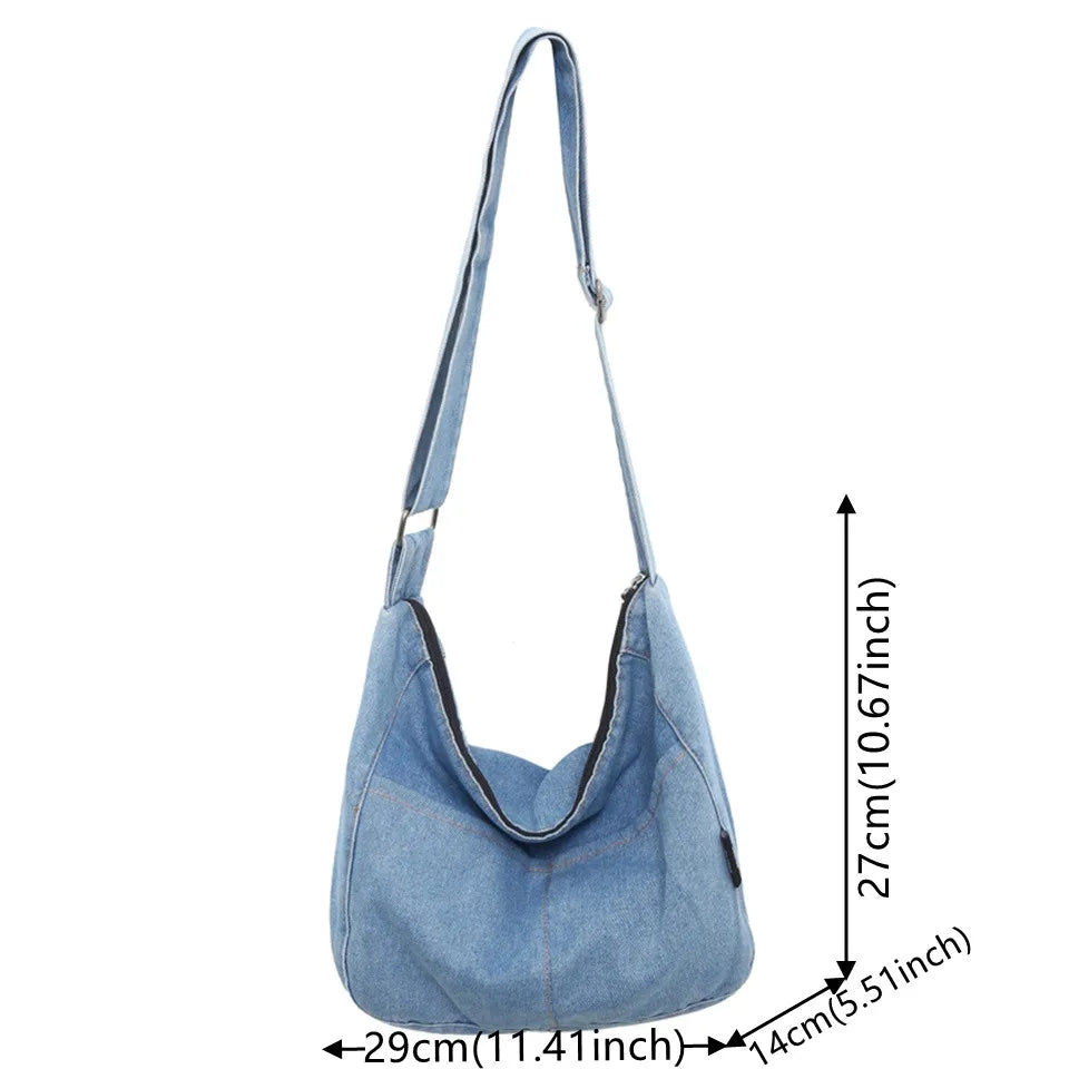 Women's Versatile Denim Cloth Crossbody Bags Large-capacity Female Leisure Handbags Ladies Retro Fashion Shoulder Bags