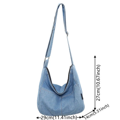 Women's Versatile Denim Cloth Crossbody Bags Large-capacity Female Leisure Handbags Ladies Retro Fashion Shoulder Bags