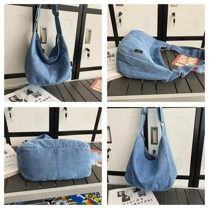 Women's Versatile Denim Cloth Crossbody Bags Large-capacity Female Leisure Handbags Ladies Retro Fashion Shoulder Bags
