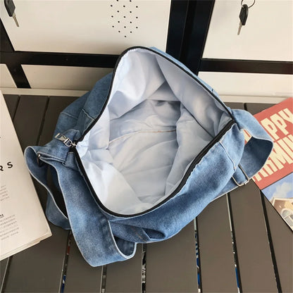 Women's Versatile Denim Cloth Crossbody Bags Large-capacity Female Leisure Handbags Ladies Retro Fashion Shoulder Bags