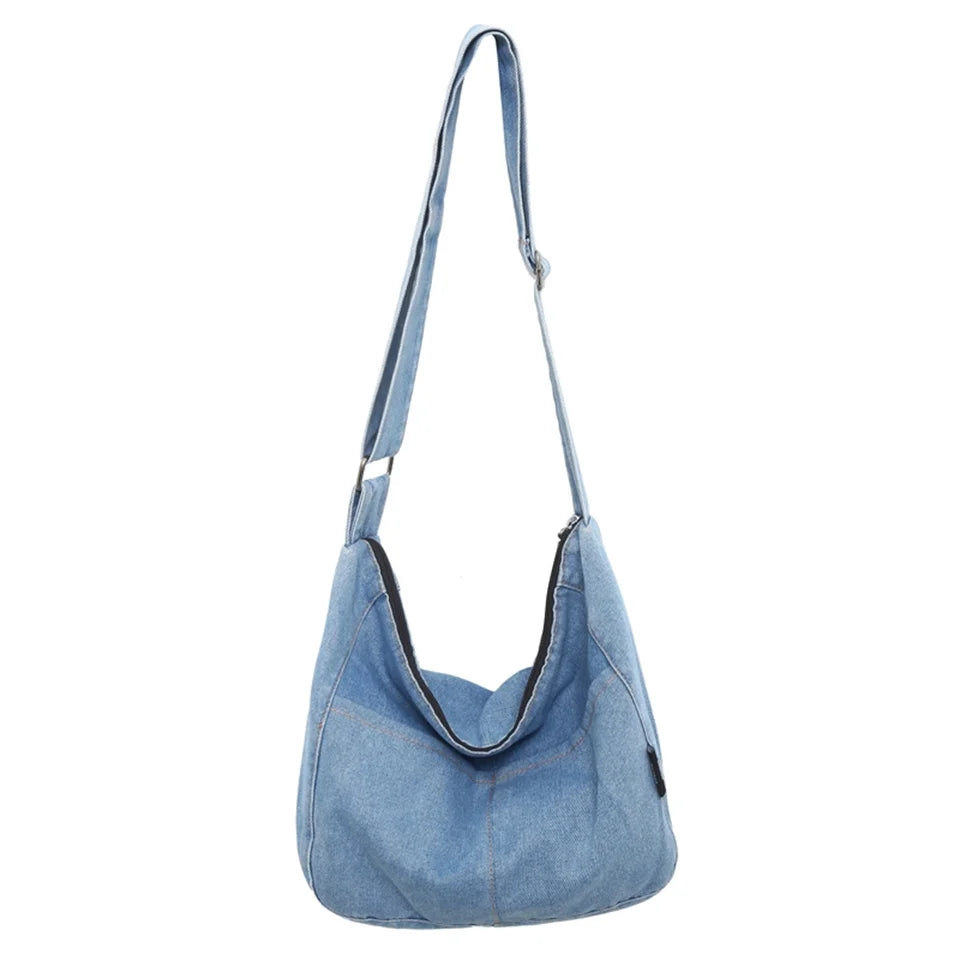 Women's Versatile Denim Cloth Crossbody Bags Large-capacity Female Leisure Handbags Ladies Retro Fashion Shoulder Bags