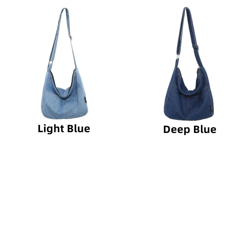 Women's Versatile Denim Cloth Crossbody Bags Large-capacity Female Leisure Handbags Ladies Retro Fashion Shoulder Bags