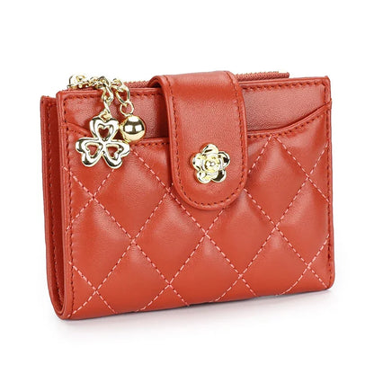 Women's Wallet Small Ultra-thin New Fashion Sheepskin 2024 Simple and Short Designer Plaid Purse Genuine Leather Wallets