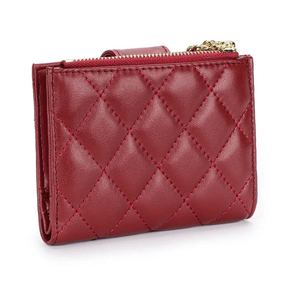 Women's Wallet Small Ultra-thin New Fashion Sheepskin 2024 Simple and Short Designer Plaid Purse Genuine Leather Wallets