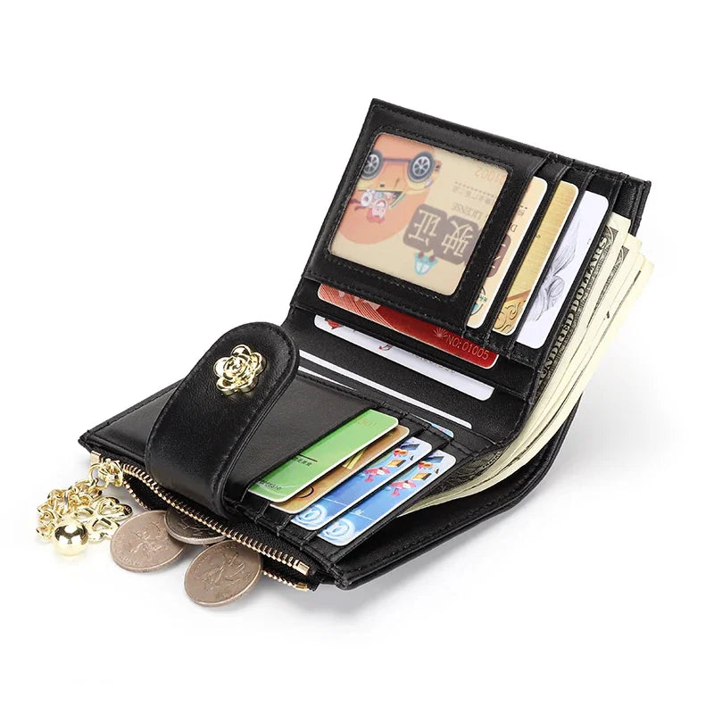 Women's Wallet Small Ultra-thin New Fashion Sheepskin 2024 Simple and Short Designer Plaid Purse Genuine Leather Wallets