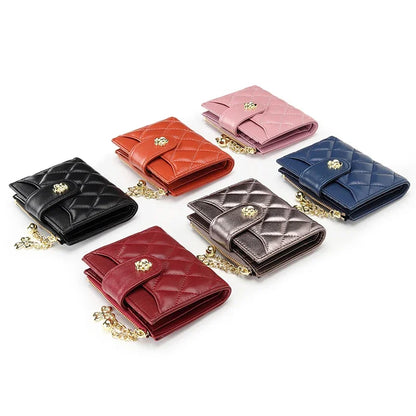Women's Wallet Small Ultra-thin New Fashion Sheepskin 2024 Simple and Short Designer Plaid Purse Genuine Leather Wallets
