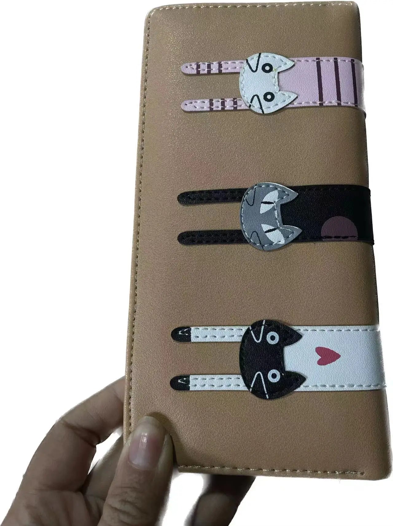 Women's Wallet Wear-resistant PU Leather Wallet Cute Cat Card Holder Mobile Phone Bag Long Clutch Coin Purse for Kids Girls