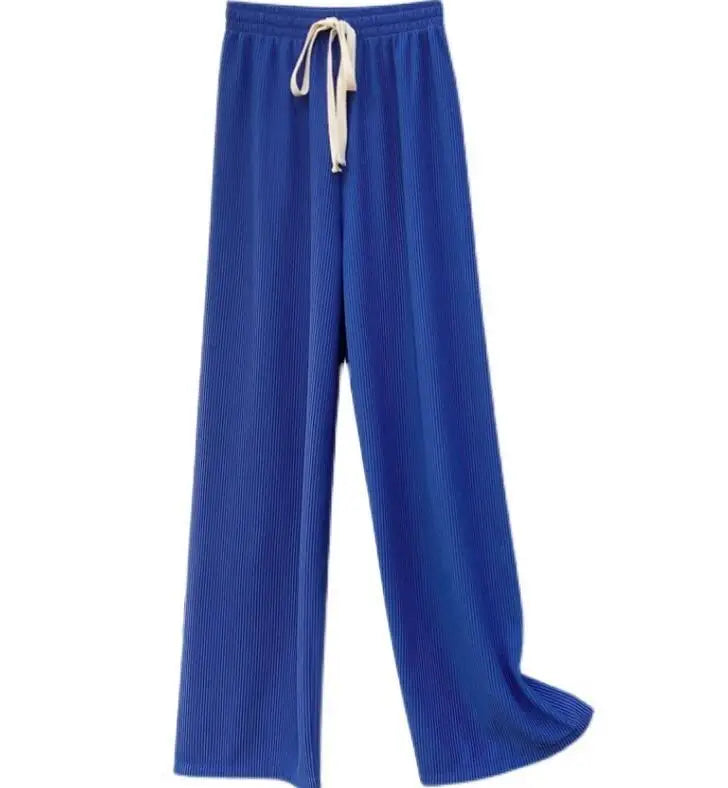 Women's Wide-Leg Pants Striped Long Loose Drawstring Pants Fashion Sporty High Waist Woven pant