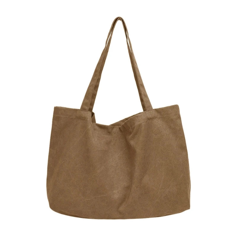 Womens Canvas Bags Female Solid Casual Handbags Girl Large Capacity Shoulder Bag