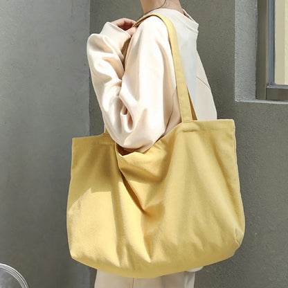 Womens Canvas Bags Female Solid Casual Handbags Girl Large Capacity Shoulder Bag