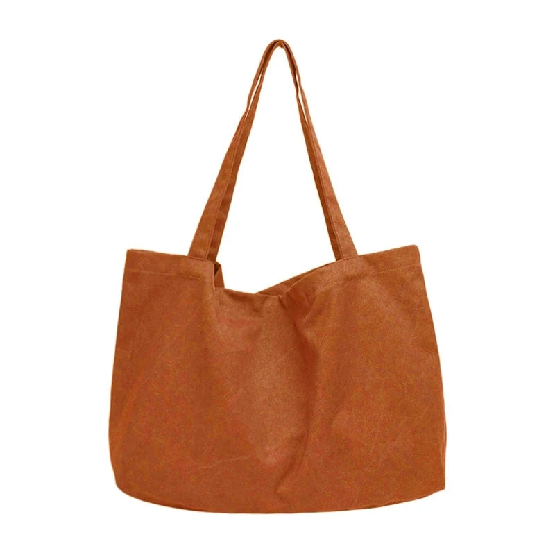 Womens Canvas Bags Female Solid Casual Handbags Girl Large Capacity Shoulder Bag