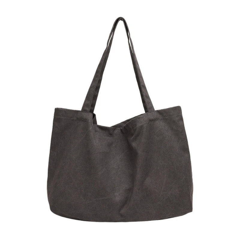 Womens Canvas Bags Female Solid Casual Handbags Girl Large Capacity Shoulder Bag