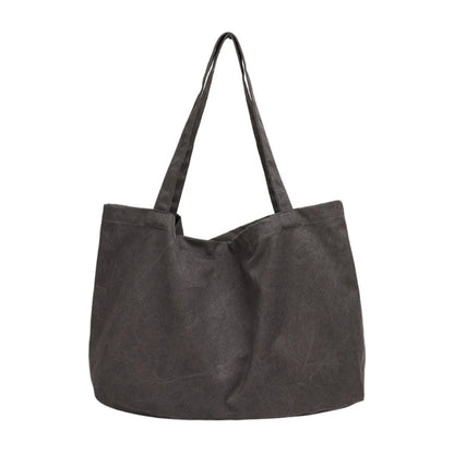 Womens Canvas Bags Female Solid Casual Handbags Girl Large Capacity Shoulder Bag