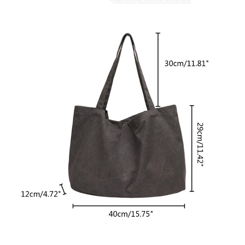 Womens Canvas Bags Female Solid Casual Handbags Girl Large Capacity Shoulder Bag