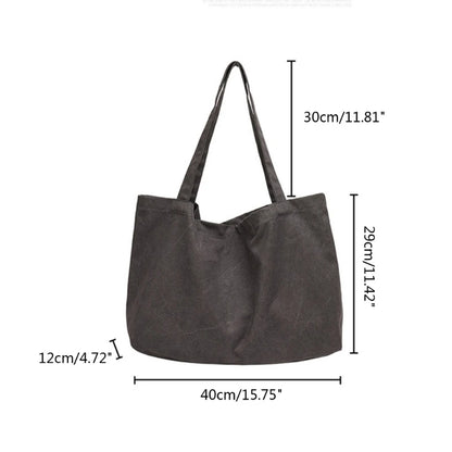 Womens Canvas Bags Female Solid Casual Handbags Girl Large Capacity Shoulder Bag