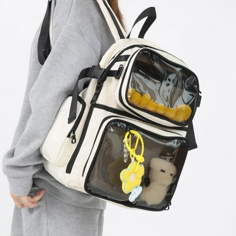 Womens Casual Backpack Clear Daypack Students School Bag Large Capacity Backpack