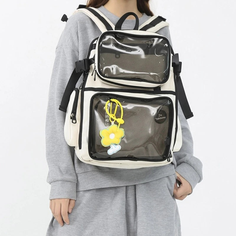 Womens Casual Backpack Clear Daypack Students School Bag Large Capacity Backpack