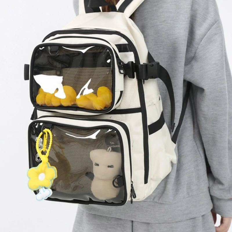 Womens Casual Backpack Clear Daypack Students School Bag Large Capacity Backpack