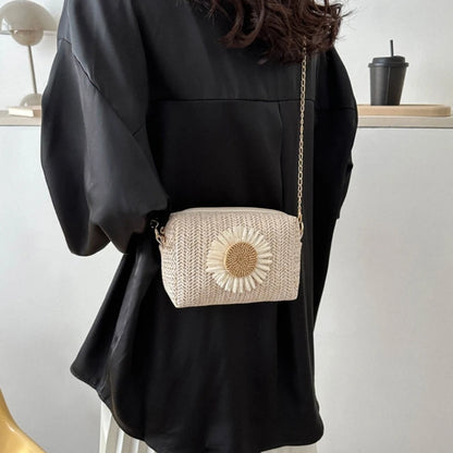Womens Crossbody Bag Fashion Summer Straw Shoulder Bags Chain Beach Tote Phone Pouch for Girls Women Ladies