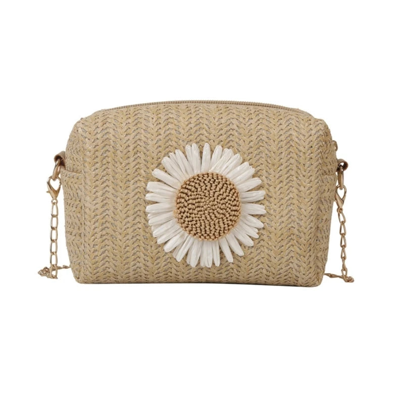 Womens Crossbody Bag Fashion Summer Straw Shoulder Bags Chain Beach Tote Phone Pouch for Girls Women Ladies