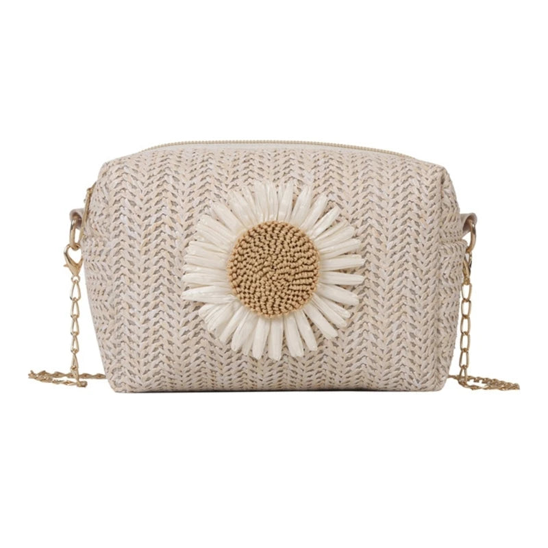 Womens Crossbody Bag Fashion Summer Straw Shoulder Bags Chain Beach Tote Phone Pouch for Girls Women Ladies