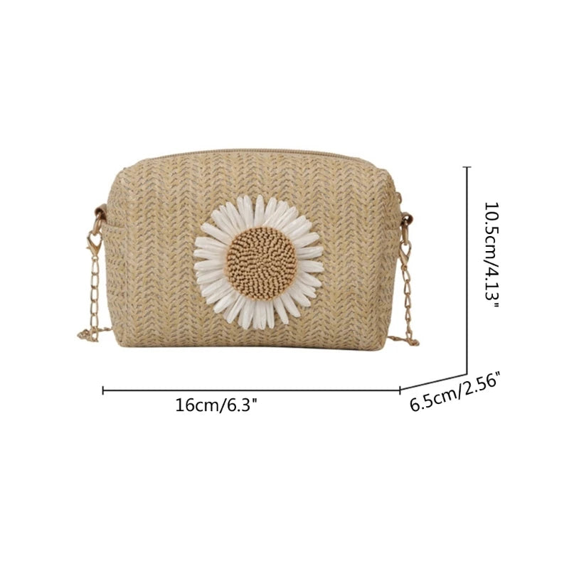 Womens Crossbody Bag Fashion Summer Straw Shoulder Bags Chain Beach Tote Phone Pouch for Girls Women Ladies
